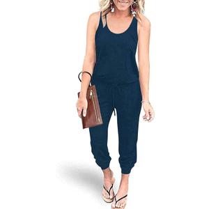 PRETTYGARDEN Womens Jumpsuit Casual Summer Romper 2026 Sleeveless Tank Lounge Cruise Airport Outfits Vacation Spring Clothes (Blue, L)