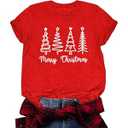 Merry Christmas Shirts for Women Christmas Tree Shirt Xmas Gift Holiday Tshirt Tops Red (Small)