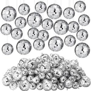 Funtery 100 Pcs Mirror Disco Balls Bulk Assorted Silver Hanging Disco Ball Decor for Home Wedding Birthday Dance Music 70 S Theme Party Christmas Tree Ornaments(1.2'', 2'')