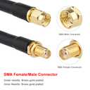 XRDS - RF SMA Cable 5FT, SMA Extension with Female Connector, 50 Ohm KMR240 Coax Coaxial Cable
