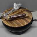 Carbon Steel Wok Pan, Nonstick Pre-Seasoned Woks & Stir-Fry Pans with Lid , No Chemical Coating Wok Flat Bottom Small Handmade Chinese Wok for Induction, Gas, Electric & All Stoves (11INCH wooden lid)