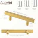 10 Pack 5 Inch Square Brushed Brass Cabinet Pulls for Kitchen Drawer, Stainless Hardware Steel Drawer for Wardrobe Bathroom Cupboard Furniture Pulls, Golden Handles 5Length, 3Hole Center