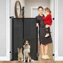 Reinforced 48" Extra Tall Pet Gate with Support Rods, 4 Ft Tall Retractable Baby Gates for Doorways 55" Wide Mesh Dog Gate Indoor Outdoor - Prevent Baby/Pet from Jumping Over, Black
