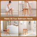 Round 16 Inch Bamboo Waterproof Shower Bathroom Stool Chair, Duty Wooden Bath Corner Shaving Legs Bench Seat (Honey Bamboo, XL)