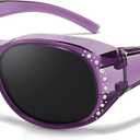 Myiaur Polarized Fit Over Glasses Sunglasses for Women Men, Over Sunglasses with UV400 Protection Anti Glare for Driving (A02 Transparent Purple/Grey Lens)