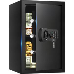 3.4 Cub Large Fireproof Safe Home, Digital Home Safe Box Fireproof Waterproof with Programmable Keypad, Spare Keys and Alarm System, Anti-Theft Security Fire Safe Document Box for Money Valuables