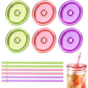 Aieve Mason Jar Straw Lids Compatible with Ball 16oz 24oz Wide Mouth Mason Jar, 6 Pcs Wide Mouth Drinking Cover with Straw Hole Aieve Mason Jar Straw Lids Compatible with Ball 16oz 24oz Wide Mouth Mason Jar, 6 Pcs Wide Mouth Drinking Cover with Straw Hole