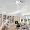 QWO 36 Inch White Outdoor Ceiling Fan Without Light, Solid Wood Ceiling Fans For Patios Porch,Modern Ceiling Fan With Remote