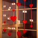 Tegeme 6 Pcs Felt Envelope Heart Garland Decor Red Hearts White Envelopes Sewn on 51 Inch Ribbons Reusable Hanging Strings No DIY Decorations for Window, Door, Fireplace, Party Supplies