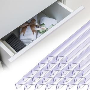 Pangda 24 Pcs Cabinet Protectors for Kitchen Cabinets Vinyl Plastic Slip on Cabinet Door Protector Edge Protector for Prevent Wear, Chipping, Discoloration, Suit for Thickness Less Than 3/4 (Clear)