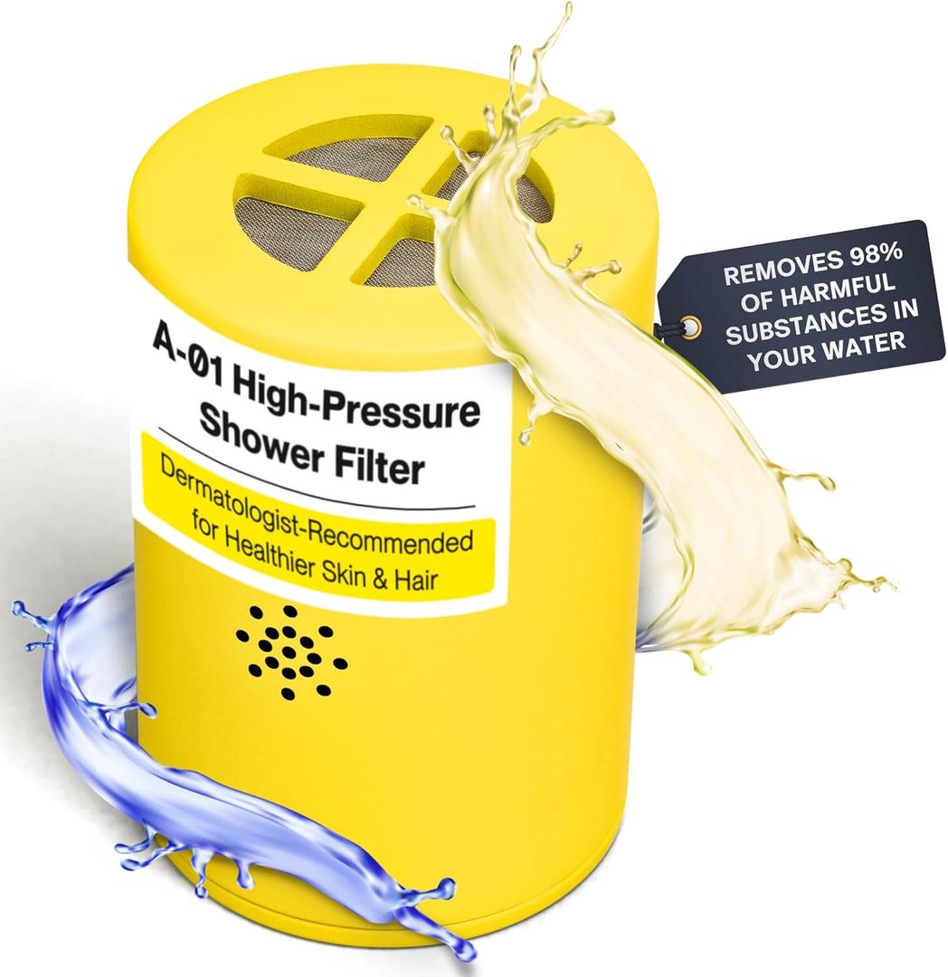 Afina Replacement Filter for Afina Filtered Showerhead & Shower Filter - High Pressure Shower - Reduces Dry Itchy Skin, Dandruff, Eczema, and Dramatically Improves The Condition of Your Skin and Hair (Yellow)