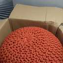 FRELISH DECOR Round Pouf Ottoman Hand Knitted 100% Cotton Pouf Foot Stool Knitted Bean Bag - Floor Chair for Living Room Bedroom - Foot Rest for Couch (20 Diameter x 14 Height) - Pumpkin Orange