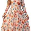 RONGTAI Girl Layered Swing A-Line Long Sleeve Dress Lightweight Casual 5D Printed Party Dresses for Little Kids 12-13Y