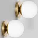 2 Pack Gold Wall Sconces Set of Two,Modern Bathroom Sconces with Milky Globe Glass, Sconces Wall Decor Set of 2 Wall Light for Bathroom Mirror Living Room Hallway (Bulbs not Included)