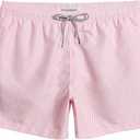maamgic Mens Swim Trunks 5 Inch with Mesh Lining, Quick Dry Mens Bathing Suit, Swim Shorts for Swimming and Beach, Pink Striped Large