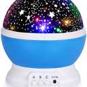 Night Light for Kids, Kids Night Light Nebula 360 Degree Rotation - 4 LED Bulbs 12 Light Color Star Projector Changing with USB Cable, Romantic Gifts for Men Women Children (Blue)
