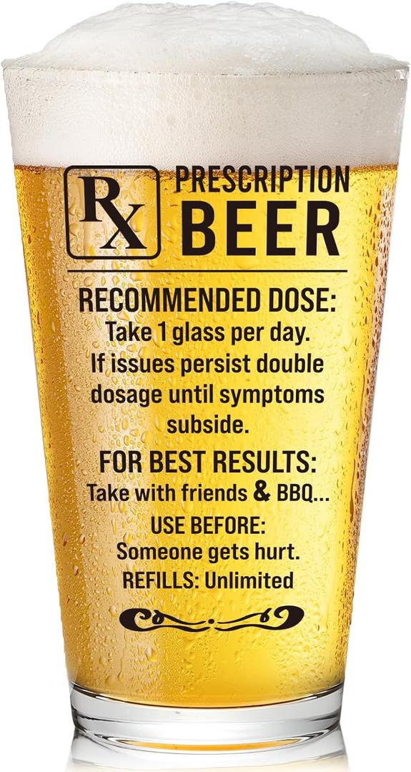 2 x Beer Glasses 16oz Birthday Gift for Dad Husband Brother Boyfriend Grandpa (EXP 08/22/29)