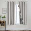 Joydeco Blackout Curtains 63 Inch Length, Living Room Curtain 2 Panels Set, Grommets Room Darkening Textured Thermal Drapes, Greyish White Blackout Curtains for Bedroom (42x63inch)