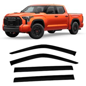 2022-2026 Tape-On Rain Guards for Toyota Tundra CrewMax Side Window Visor Deflectors SR SR5 Limited Platinum TRD Pro Capstone i-Force MAX Tinted Protectors 2023 2024 2025