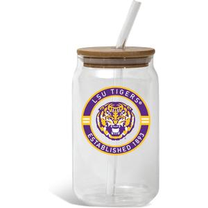 The Memory Company | Licensed NCAA 16oz Vintage Logo Glass with Bamboo Lid