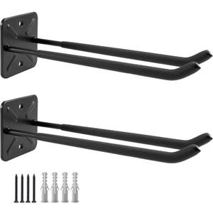 Sinoer Heavy Duty Double Garage Hooks 12.44 Inch Wall Mount Utility Hooks, Tool Organizer for Ladders, Bikes, Tires, Garden Tools & Strollers (2 Pack)