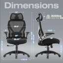 ELABEST X100 Ergonomic Mesh Office Chair, Big and Tall Hone Desk Chair with 5D Flip-Up Arms, Adjustable 3D Lumbar Support,Gaming & Executive Computer Chairs for Long Hours, Padded Seat, 24in x 26in x 41in