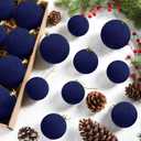 24 Pcs Velvet Christmas Ball Ornaments, 3 Sizes Flocked Plastic Balls Xmas Hanging Decorations Multicolor Christmas Tree Balls for Xmas Tree Home Party Supplies (Blue)