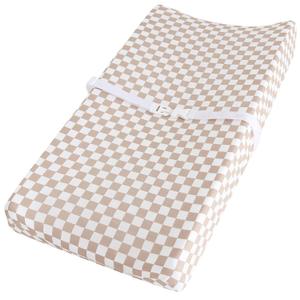 LifeTree Muslin Changing Pad Cover for Baby Girls Boys, 70% Viscose from Bamboo and 30% Cotton, 16"x32" Diaper Change Table Pad Covers, Soft Changing Pad Sheets, SmallCheckered Pattern