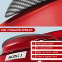 BASENOR 2017-2023 Tesla Model 3 Spoiler ABS Material Rear Spoiler Wing OEM Rear Trunk Lip Proprietary Design Model 3 Accessories Matte Carbon Fiber