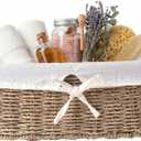 Vintiquewise Wicker Basket with White Lining, Seagrass Small Empty Gift Basket, Cute Wicker Basket for Gifts, Shelf or Toilet Tank Organizer