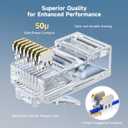 Cable Matters 50-Pack Cat 6 Pass Through RJ45 Connectors, 50 Gold Plated (Cat 6 Ends / Cat6 Connector /RJ45 Modular Plugs/Ethernet Plugs/Network Connector) for Solid or Stranded UTP Ethernet Cable