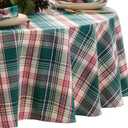 Elrene Home Fashions Holiday Fireside Red & Green Tartan Plaid Christmas/Winter Cotton Tablecloth, 70"x70" Round