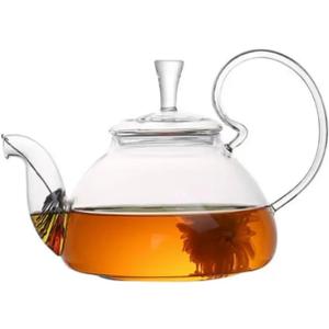 JIABO (37 oz/1100 ml) Glass Teapot,Beautiful Transparent Borosilicate Glass Teapots,Tea Kettle,Stovetop Safe Electric Stove Safe,Blooming and Loose Leaf Tea Maker