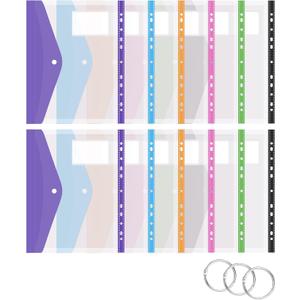 2 x Plastic Envelopes Binder Pockets for 2/3/4 Ring Document Pouch - Organize with Ease, Clear, 8.5" x 11" Expandable (Pack of 12)