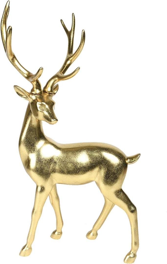 Newman House Studio Gold Reindeer Christmas Decoration Indoor - Large Christmas Reindeer Decor Statue 11 * 6.9 * 20.9 Inch