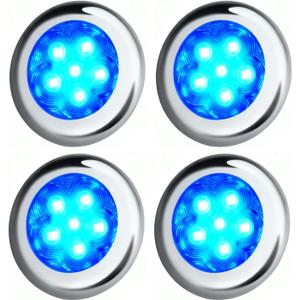 Boat Courtesy Lights, IP68 Waterproof Boat Interior Lights, Marine Navigation Stern Courtesy Night Fishing Lighting, Stainless Steel Marine LED Lighting for Pontoon Bass Sailboat(4PCS Blue)
