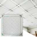 LooYee 24 PCS 2x2 Ft High-Strength Ceiling Tiles, 24x24 Inch Diamond Lattice Ceiling Panels, Rigid PVC Waterproof Washable Cuttable Material Ideal for Living Room Basement Cover 96 Sq.Ft