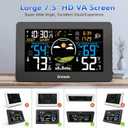 Weather Station Wireless Indoor Outdoor, Digital Thermometer with Remote Sensor, 7.5'' HD VA Display Home Weather Stations, Accurate Temperature Humidity Gauge with Weather Forecast, Atomic Clock (Black)