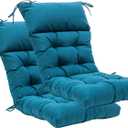 QILLOWAY Indoor/Outdoor High Back Chair Cushion,Tufted, Replacement Cushions - Set of 2 (Peacock Blue) (Peacock Blue)