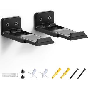 ELETIUO Soundbar Wall Mount Bracket for Samsung, LG, Sony, JBL, Vizio, Sonos and More, Depth Adjustable 3.5-6.1, Soundbar Shelf Under TV, Black