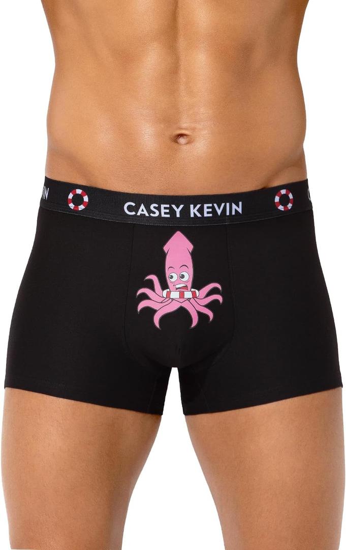 Casey Kevin Mens Valentines Underwear Sexy Novelty Cotton Boxer Briefs for Valentine's Day Gifts 3D Pouch Couple Underwear (Black, L)