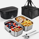 ESOHOT Electric Lunch Box 80W Heated Lunchbox for Adults, 1.5L 12/24/110V Food Warmer Lunch Box for Car/Truck/Office (2 * 1.5L)