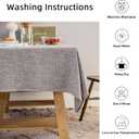 Waterproof Cotton Linen Tablecloths Rectangle Dining Table Cloth, Wipe Clean Indoor & Outdoor Table Cover for Buffet Party and Banquets, Wrinkle Resistant 54"x70" Gray Coffee