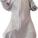 ZIGJOY Baby Transitional Swaddles for Newborns: 0.5 Tog Arms Up Sleep Sack 3-6-12 Months Soft Cotton Shark Fin 2 Way Zipper (Grey, Large)