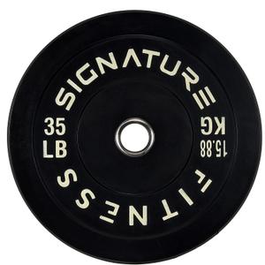 Signature Fitness 2" Olympic Bumper Plate Weight Plates with Steel Hub (Black)