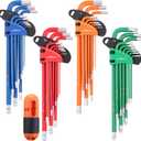 HORUSDY 37PCS Hex Key Allen Wrench Set, SAE & Metric Star Long Arm Ball End Hex Key Set, Industrial Grade Allen Wrench Set with Another Torque Handle