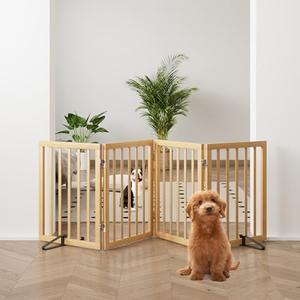 Mino Kesper Natural 37-74" Wide Dog Gate for Stair, Bamboo Dog Gates for The House Doorways, Freestanding Pet Gates for Dogs, Doogie Puppy Fence Gate