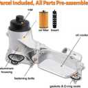25199751 Aluminum Engine Oil Cooler Filter Housing Assembly Adapter Kit+Gasket+Insert+Cap for 2008-2019 Cruze Malibu Aveo Cascada G3 Astra 1.6L 1.8L, OE #918432, 12992593