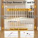 Baby Gate for Stairs Doorways & Kitchen, Extra Wide 32"-54" W x39 H Extra Tall, No Bottom Bar Dog Gate, One-Handed Auto-Close, Hardware Mount Safety Gate for Dogs & Toddlers, White