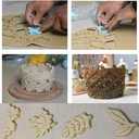 HOSL 4 Piece Leaves Baking Pie Crust Cutters Shapes Random Color Cake Cookie Cutter Set Fondant Stampers Leaves Cake Decorating Cutter Molds DIY Tools